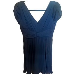 Suzi Chin for Maggie Boutique‎ Black 100% Silk Midi Swing Dress Size 8P